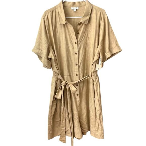 Womens XL Romper Linen Shorts Jumpsuit Classic Resort Elegant Preppy Boho Casual - Picture 5 of 15